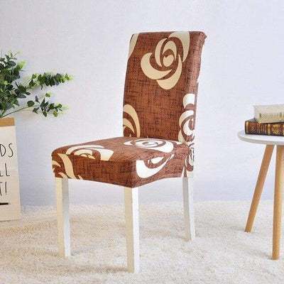 Καφέ Κάλυμμα Καρέκλας Λουλουδιών