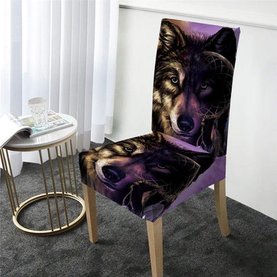 Κάλυμμα Μαύρης Καρέκλας Με Λύκο