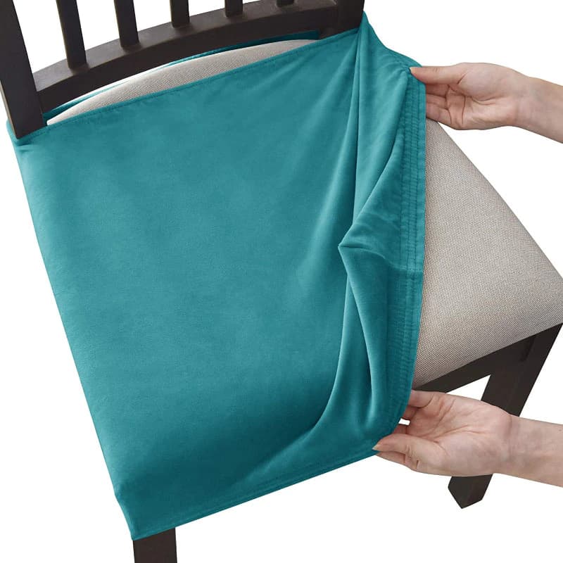 Κάλυμμα Καθίσματος Καρέκλας Σε Μπλε Τυρκουάζ Βελούδο