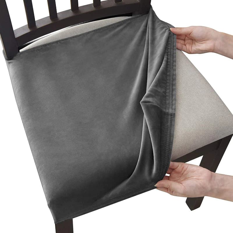 Κάλυμμα Καθίσματος Καρέκλας Σε Σκούρο Γκρι Βελούδο