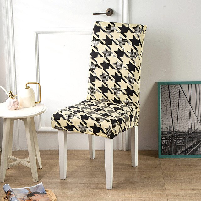 Κάλυμμα Καρέκλας Μπεζ Με Γκρι Και Μαύρα Αστέρια