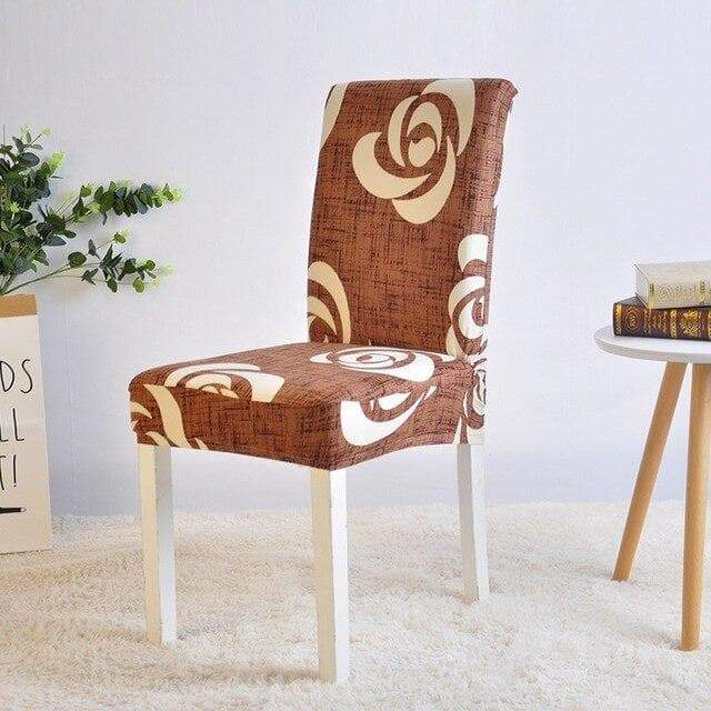 Καφέ Κάλυμμα Καρέκλας Λουλουδιών