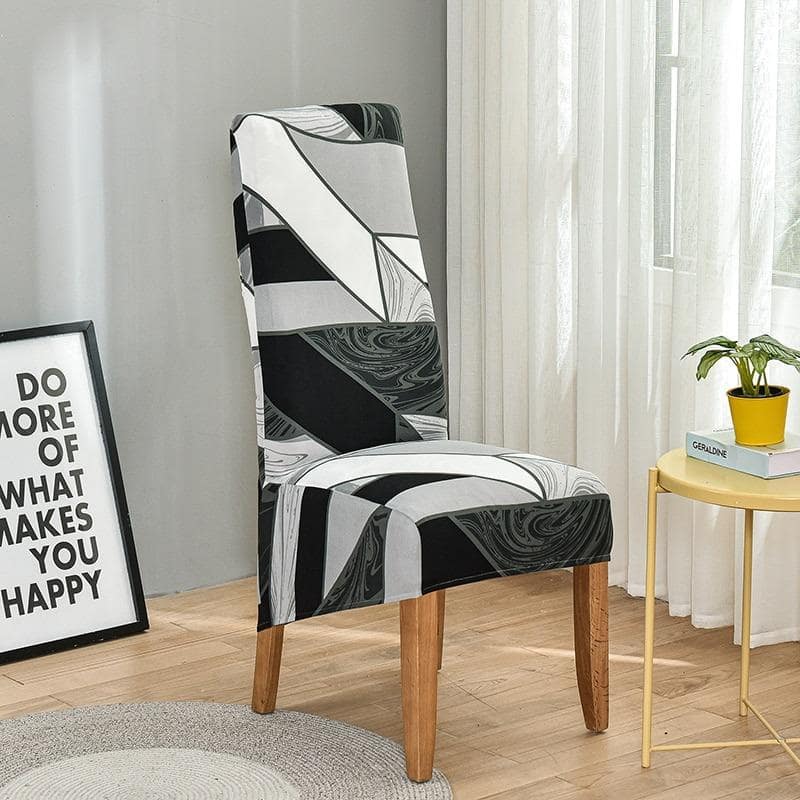 Κάλυμμα Καρέκλας Σε Γκρι Μεγάλο Μέγεθος Με Λευκά Σχέδια
