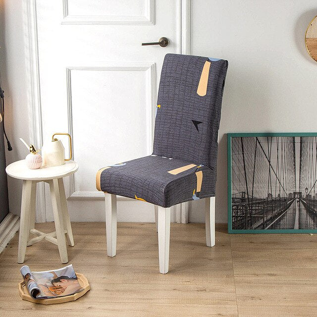 Γκρι Κάλυμμα Καρέκλας Με Πορτοκαλί Σχέδιο