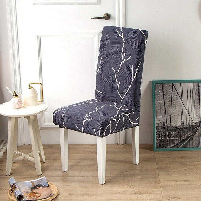 Κάλυμμα Καρέκλας Σε Γκρι Χρώμα Με Λευκά Κλαδιά