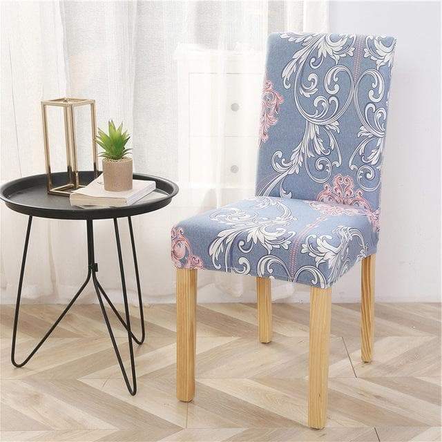 Κάλυμμα Καρέκλας Σε Γκρι Χρώμα Με Λευκά Και Ροζ Λουλούδια