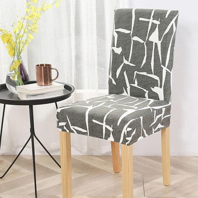 Κάλυμμα Καρέκλας Σε Γκρι Χρώμα Με Λευκό Σχέδιο