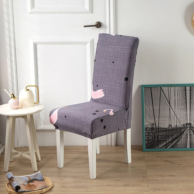 Γκρι Κάλυμμα Καρέκλας Με Ροζ Σχέδια