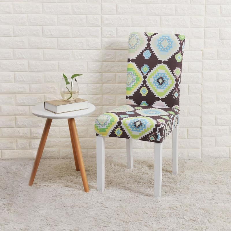 Καφέ Κάλυμμα Καρέκλας Με Λευκό, Πράσινο Και Μπλε Σχέδιο