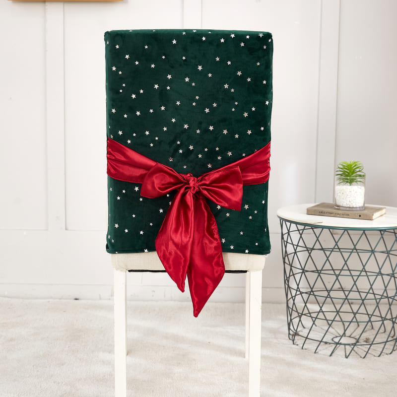 Χριστουγεννιάτικο Κάλυμμα Καρέκλας Από Πράσινο Βελούδο
