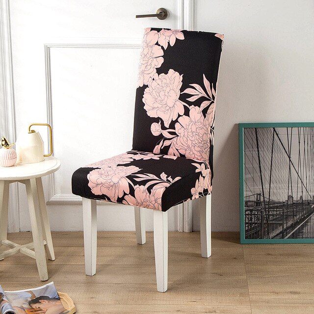 Κάλυμμα Καρέκλας Μαύρο Με Ροζ Λουλούδια