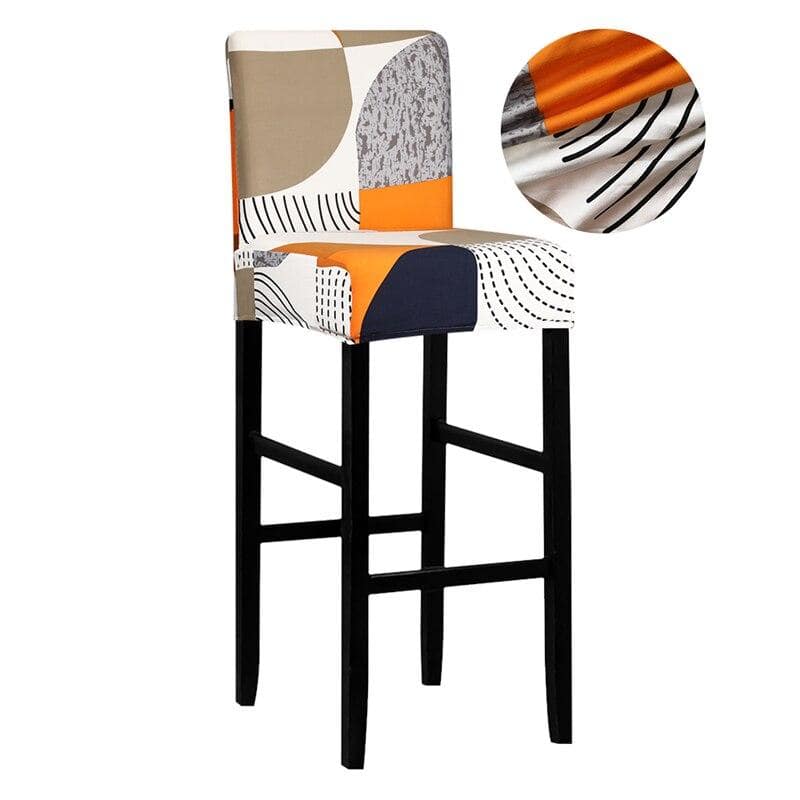 Κάλυμμα Σκαμπό Μπαρ Σε Λευκό, Μπεζ Και Πορτοκαλί Χρώμα