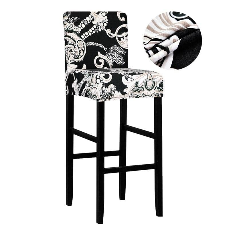 Κάλυμμα Σκαμπό Μπαρ Μαύρο Με Μοτίβο Paisley Μπεζ Malmo